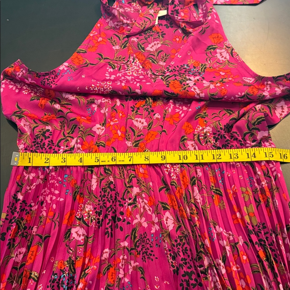 🌺 ON 34th Floral Maxi Dress | Size M | Pink Pleated Tie Neck | Boho Romantic - Picture 9 of 9